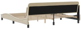 Estrutura de cama sem colchão 200x200 cm tecido cor creme