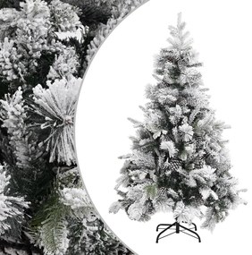 vidaXL Árvore de Natal c/ flocos de neve e pinhas 120 cm PVC e PE