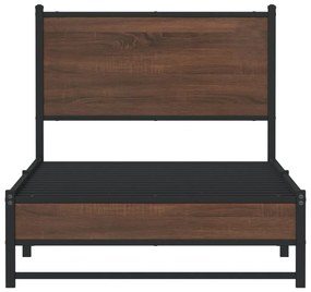 Estrutura de cama sem colchão 75x190 cm metal carvalho castanho