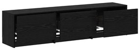 Armário de TV com LED Carvalho Preto 162.5x34x40 cm Madeira Engenheira