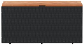 Caixa arrumação jardim 110x50x54 cm vime PE/acácia maciça preto