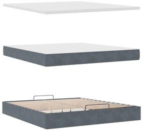Estrutura cama otomana colchões 180x200 cm cinzento escuro