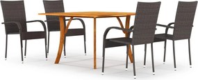 vidaXL 5 pcs conjunto de jantar para jardim castanho