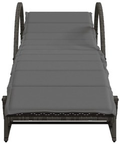 Espreguiçadeiras com almofadões 2 pcs vime PE cinzento