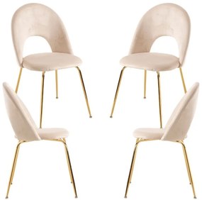 Pack 4 Cadeiras Dawa Gold Veludo - Beige