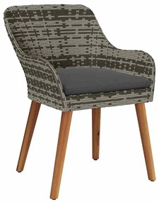 Conjunto de Jantar de Jardim 7 Peças Cinza em Rattan Poly
