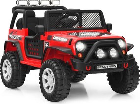Carro elétrico 12V para crianças com controlo remoto, 3 velocidades, suspensão, música e buzina, para 3 a 7 anos, Vermelho