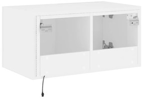 Móvel de parede para TV com luzes LED 60x35x31 cm branco