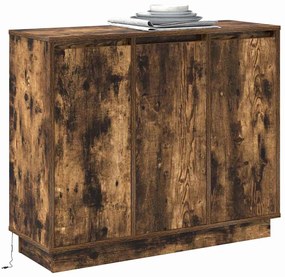 Buffet vidaXL com LED Carvalho Fumado 90x32x75 cm Madeira Engenheirada