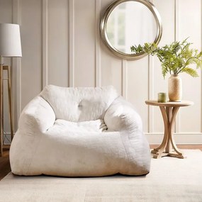 Pufe tipo poltrona, com estofamento em veludo e base antiderrapante 129 x 111 x 69 cm bege