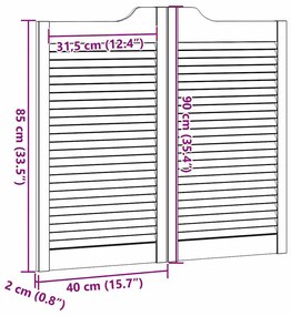 Portas de batente design de persiana 2-Par 90x80cm pinho maciço