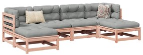 vidaXL 6 pcs conj. sofás jardim c/ almofadões madeira abeto-de-douglas