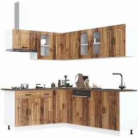 vidaXL 11 peças armário de cozinha conjunto Kalmar madeira velha