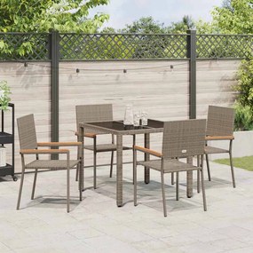 Conjunto de Jantar de Jardim de 5 Peças Cinza Vime Rattan
