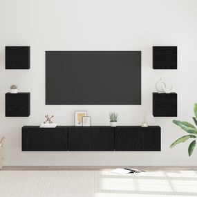 vidaXL Conjunto de móvel de TV Outros com armazenamento com porta 7 pcs Carvalho Preto