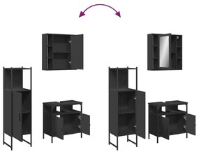 3 pcs conjunto móveis casa de banho derivados de madeira preto