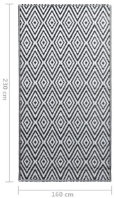 Tapete de exterior 160x230 cm ARAKIL PP branco e preto