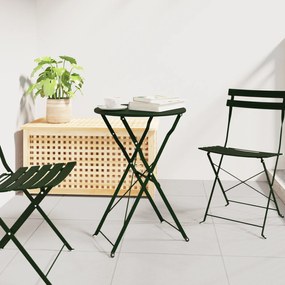 vidaXL Mesa Bistro Dobrável Verde Escuro Ø50x71 cm Aço com Revestimento em Pó