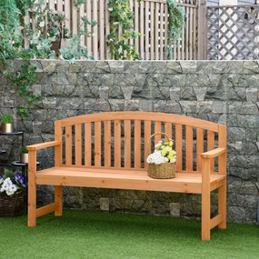 Outsunny Banco de Jardim de 3 Lugares Banco de Ripas de Madeira com Encosto Apoio para os Braços Terraço Varanda Exterior Carga 320kg 140x50x85cm Natural
