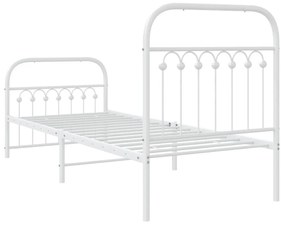 Estrutura de cama com cabeceira e pés 75x190 cm metal branco