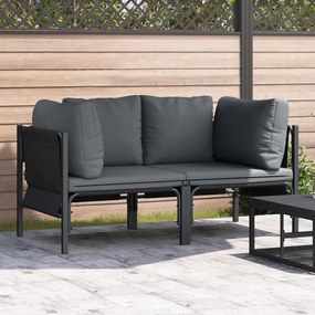 vidaXL Móveis para Exterior com almofada 2 pcs Antracite Aço