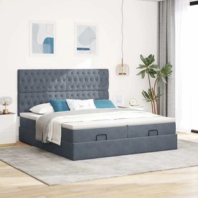 Estrutura cama otomana colchões 180x200 cm cinzento escuro