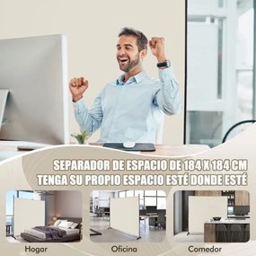Biombo Divisória de ambientes 184 x 30 x 184 cm com painel único, tela de privacidade larga com rodas bloqueáveis branca