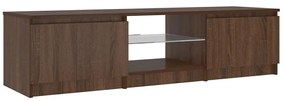 Móvel de TV com luzes LED 140x40x36 cm carvalho castanho
