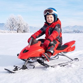 Trenó de Neve Infantil, 136 x 48 x 39 cm, Guiador Direcional, Vermelho