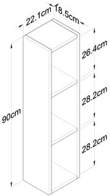 Prateleira de Parede E3 – Nogueira – 22,1x90x18,5 cm