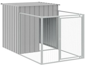 Casota cães c/ parque 110x405x110 cm aço galvaniz. cinza-claro