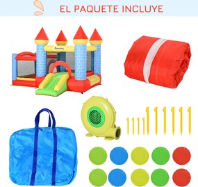 Castelo Insuflável Infantil com Escorrega, Trampolim e Insuflador – 28