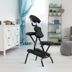 Cadeira de massagem dobrável com altura ajustável, esponja espessada e bolsa de transporte - Azul