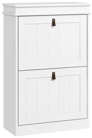 HOMCOM Móvel Sapateira Branco Sapateira Estreita com 2 Portas e Prateleira Ajustável para 10 Pares de Sapatos 54x24x82,5 cm Branco