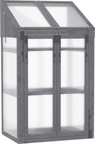 Outsunny Mini estufa, pequena estufa com estrutura de madeira, janela e porta dupla, 3 prateleiras, 70L x 50B x 120H cm, Cinza | Aosom Portugal
