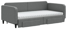 Sofá-cama c/ gavetão/gavetas 100x200 cm tecido cinzento-escuro