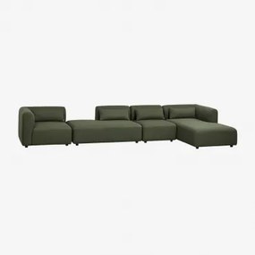 Sofá Modular Chaise Longue Direito De 4 Peças Com Divã Fogler Tecido Pele De Borrego Verde Sálvia - Sklum