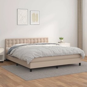 vidaXL Cama com molas/colchão 160x200 cm couro artificial cappuccino