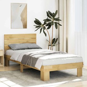 vidaXL Estrutura cama cabeceira sem colchão 75x190 cm maciça carvalho