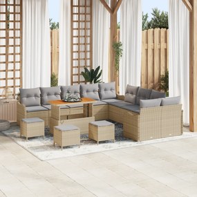 Conjunto de Sofá para Jardim de 14 Peças com Almofadas em Rattan Sinté