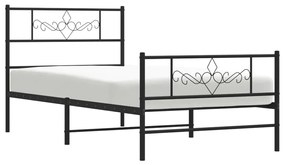 Estrutura de cama com cabeceira e pés 100x190 cm metal preto