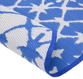 Tapete de exterior Ø120 cm ARAKIL PP azul e branco