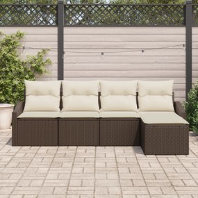 Conjunto de Jantar para Jardim de 5 Peças com Almofadas em Rattan Sint
