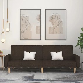 337360 vidaXL Sofá-cama de 2 lugares tecido castanho-escuro