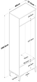 Hall Stand EA111 – Walnut White – 60x198,6x37,5 cm