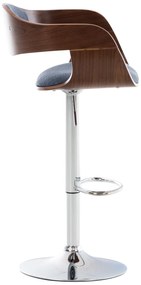 Banco de bar Kingston em tecido e com estrutura cromada 50 x 88-102 x 48 cm Azul + Cor Nogueira