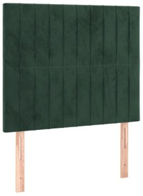 Cama com molas/colchão 90x200 cm veludo verde-escuro