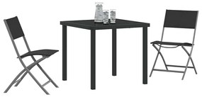 Conjunto de Jantar de Jardim 3 Peças Preto em Textileno e Aço