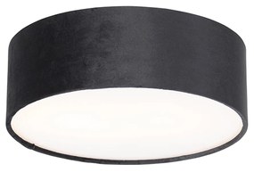 Candeeiro de teto moderno preto 30 cm com interior dourado - Drum Moderno