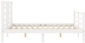 Estrutura de cama com cabeceira 140x190cm madeira maciça branco